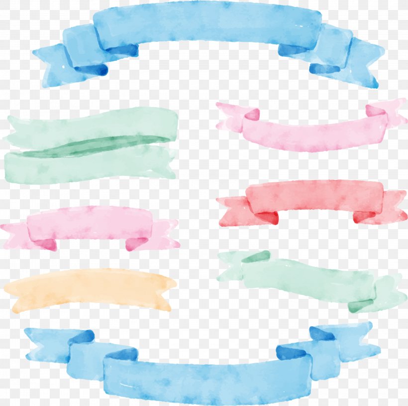 Watercolor Painting Ribbon Banner, PNG, 2990x2973px, Watercolor Painting, Aqua, Art, Banner, Painting Download Free