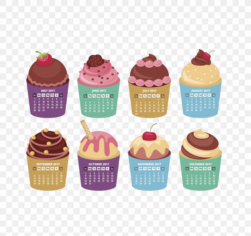 Cupcake Muffin Madeleine Calendar Euclidean Vector, PNG, 1024x964px, Cupcake, Baking Cup, Cake, Calendar, Cream Download Free