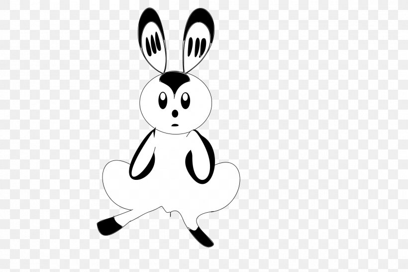 Domestic Rabbit Hare Easter Bunny Holland Lop Clip Art, PNG, 2400x1600px, Domestic Rabbit, Animal, Black And White, Cartoon, Cat Download Free