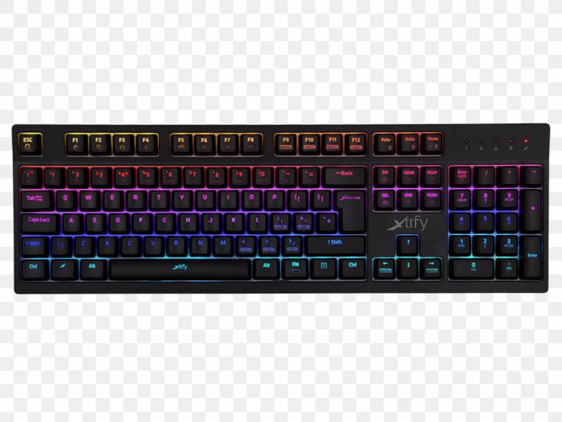 Computer Keyboard Xtra Xtrfy K2-RGB Mechanical Gaming Keyboard Kailh Red Switches UK Layout RGB Color Model Gaming Keypad Computer Mouse, PNG, 880x660px, Computer Keyboard, Backlight, Color, Computer Component, Computer Monitors Download Free