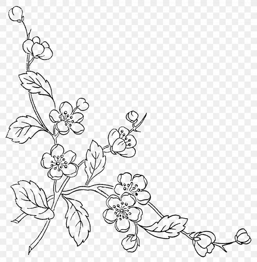 Sketch Of Flowers, PNG, 2557x2605px, Flower, Area, Black And White, Branch, Drawing Download Free