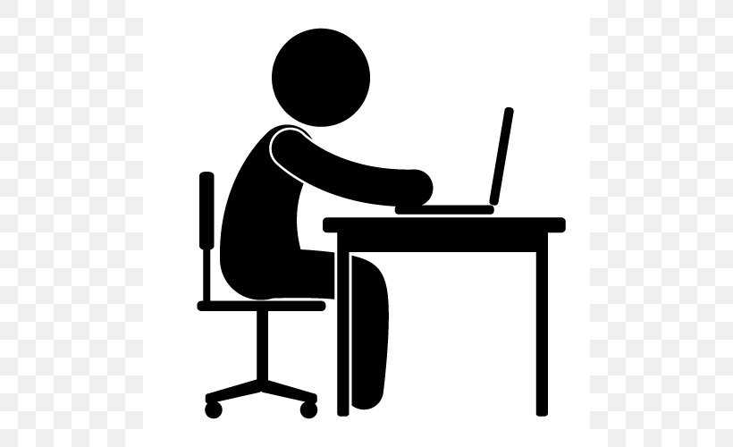 Office Clip Art, PNG, 500x500px, Office, Black And White, Cartoon, Chair, Desk Download Free