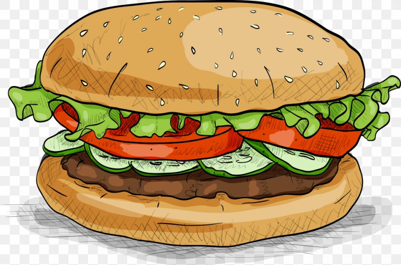 Hamburger Fast Food Veggie Burger, PNG, 978x647px, Hamburger, Burger King, Cheeseburger, Color, Dish Download Free