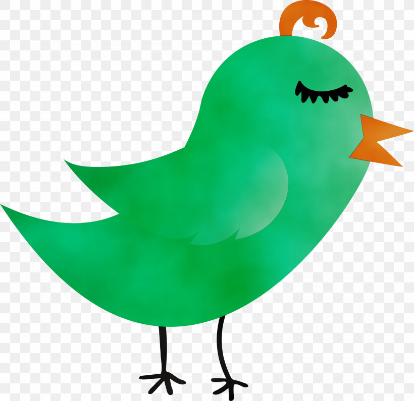 Bird Green Beak Perching Bird Songbird, PNG, 3000x2910px, Cartoon Bird, Beak, Bird, Cute Bird, Green Download Free