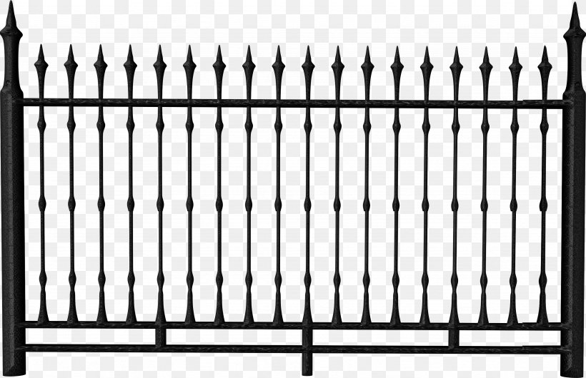 Fence Iron Railing Clip Art, PNG, 3481x2251px, Fence, Black, Black And White, Chainlink Fencing, Document Download Free