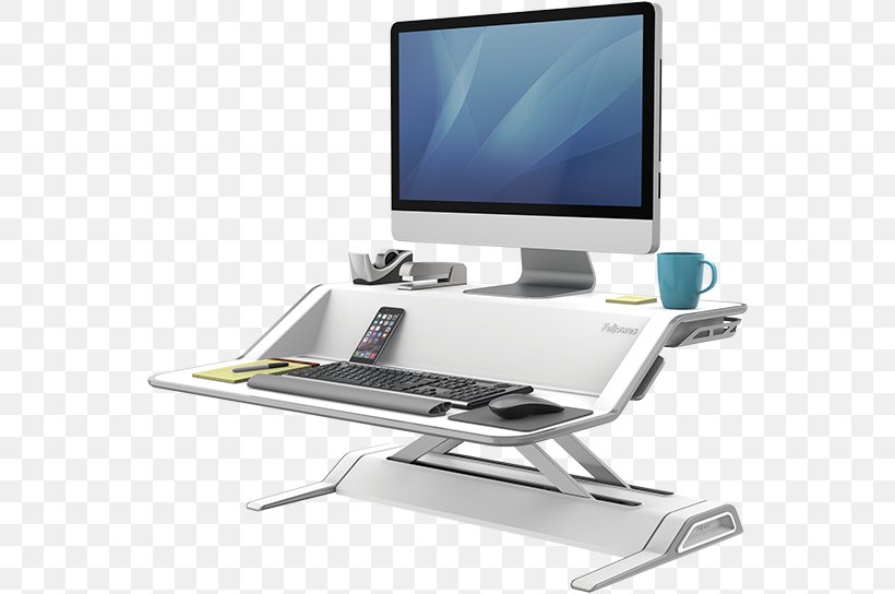 Sit-stand Desk Workstation Sitting Standing, PNG, 550x544px, Sitstand Desk, Computer, Computer Monitor, Computer Monitor Accessory, Desk Download Free