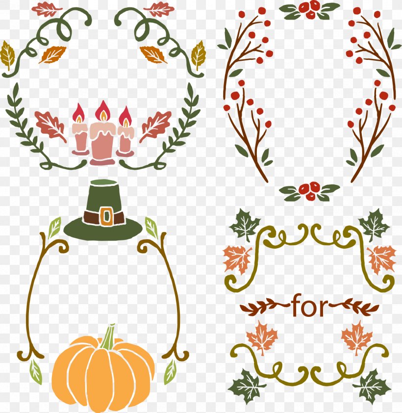 Thanksgiving Pumpkin Wreath Halloween, PNG, 1751x1800px, Thanksgiving, Area, Artwork, Border, Christmas Download Free