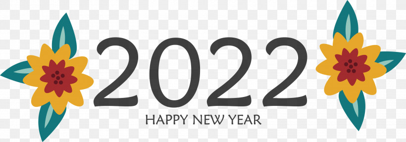 2022 Happy New Year 2022 New Year 2022, PNG, 3000x1053px, Logo, Flower, Meter, Petal, Yellow Download Free