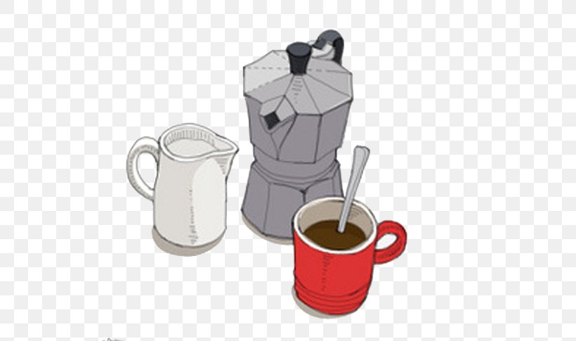 Coffee Cup Cafe Kettle Illustration, PNG, 527x485px, Coffee, Cafe, Coffee Cup, Coffeemaker, Cup Download Free