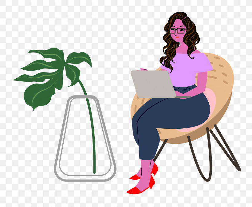 Alone Time Lady Computer, PNG, 2500x2056px, Alone Time, Behavior, Cartoon, Chair, Computer Download Free