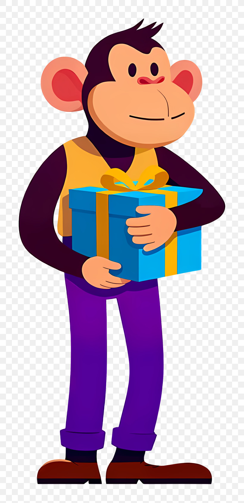 Monkey Holding Gift Box PNG