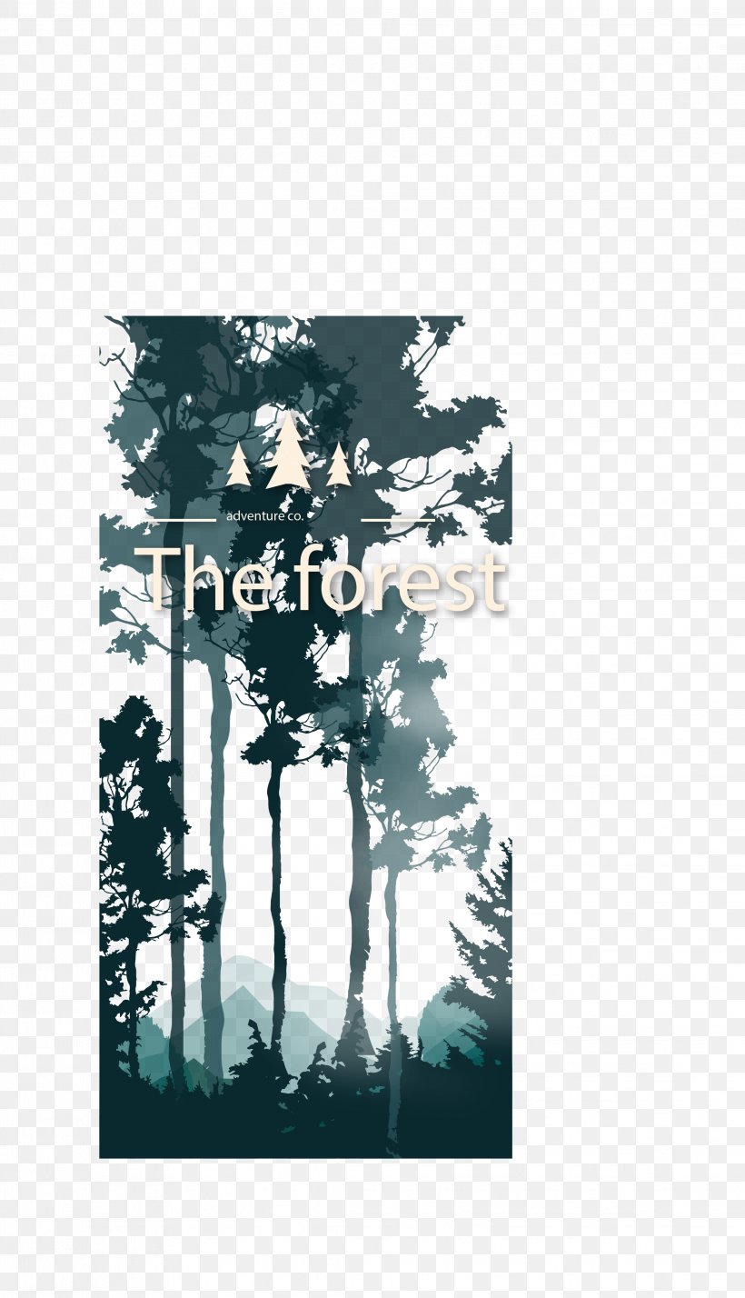 Forest Silhouette Euclidean Vector, PNG, 2267x3949px, Forest, Black And White, Green, Picture Frame, Plot Download Free
