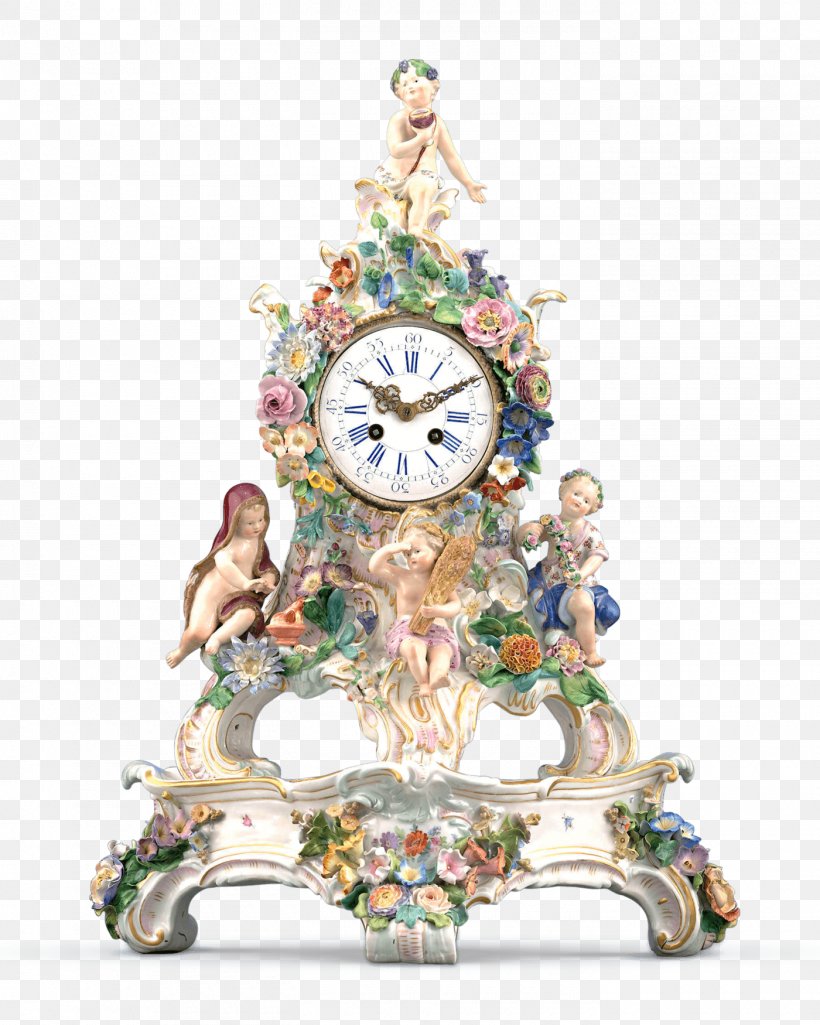 Meissen Porcelain Meissen Porcelain Mantel Clock, PNG, 1400x1750px, Meissen, Antique, Christmas Ornament, Clock, Decor Download Free