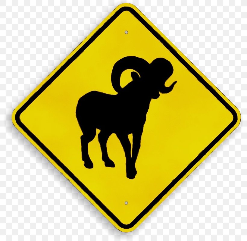 Sign Goats Yellow Traffic Sign Aries, PNG, 800x800px, Watercolor, Aries, Goat, Goats, Paint Download Free