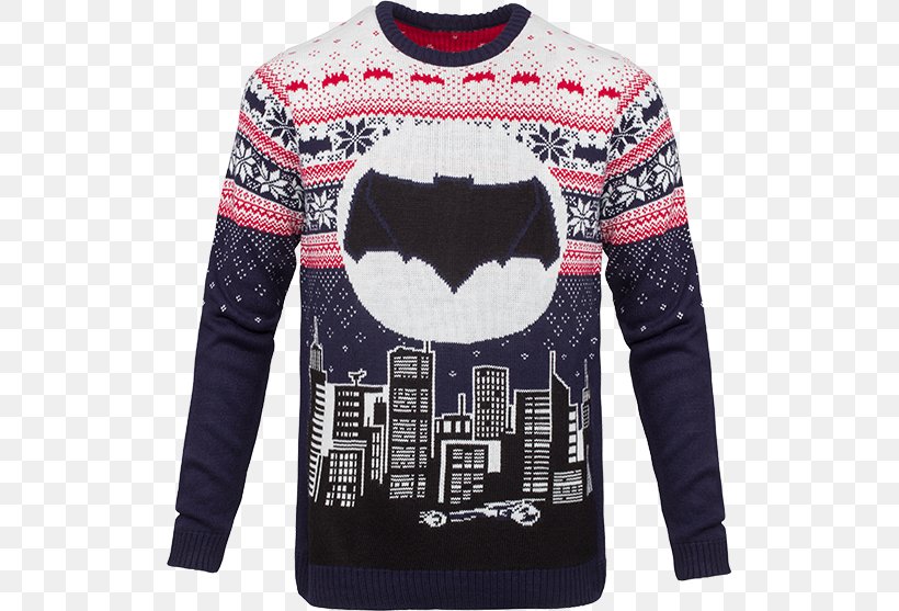 Batman Christmas Jumper Superman T-shirt Hoodie, PNG, 515x557px, Batman, Batman V Superman Dawn Of Justice, Bluza, Brand, Christmas Download Free