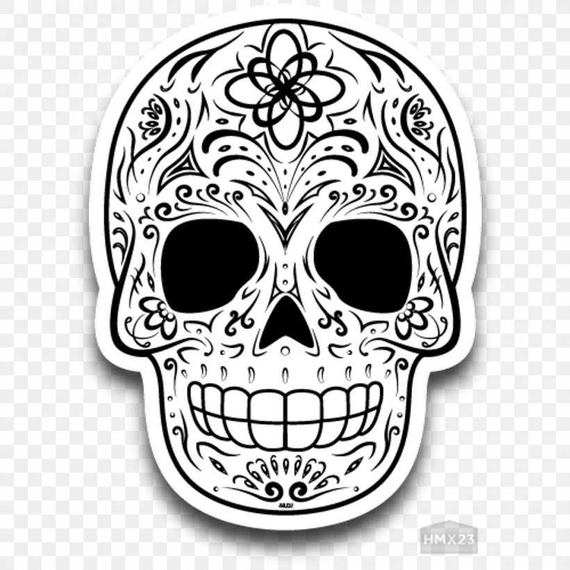 Calavera Skull Day Of The Dead Calaca Halloween, PNG, 1000x1000px, Calavera, Black And White, Bone, Calaca, Candy Download Free