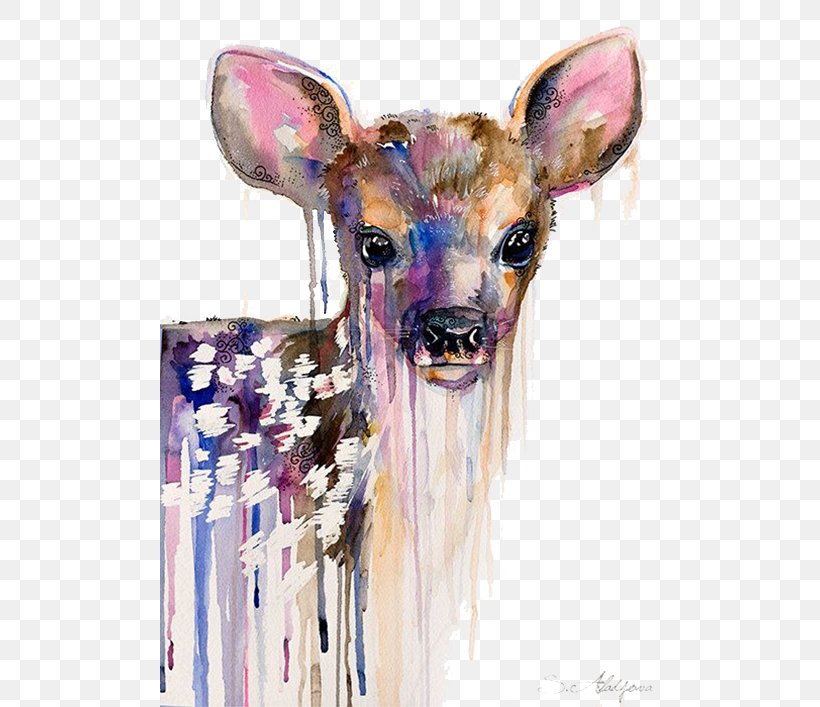 Deer Watercolor Painting Art Portrait, PNG, 500x707px, Deer, Acrylic Paint, Animal, Art, Artist Download Free