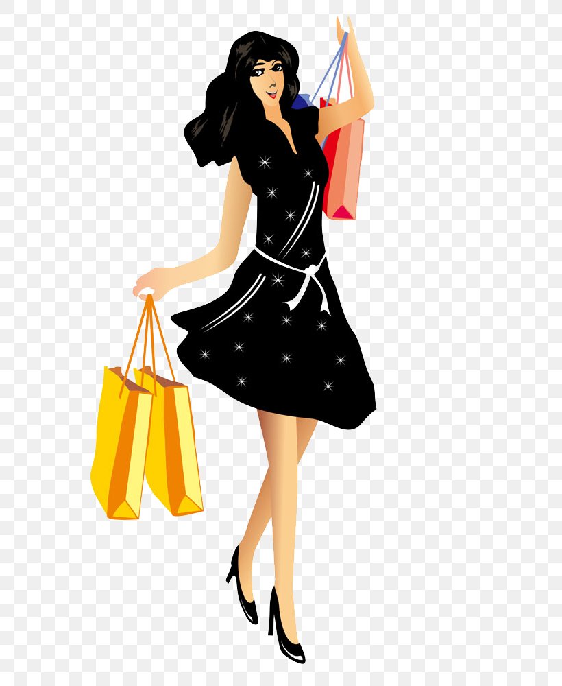 Shopping Bag Woman Illustration, PNG, 758x1000px, Watercolor, Cartoon, Flower, Frame, Heart Download Free