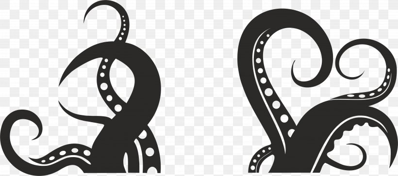 Octopus Drawing Clip Art, PNG, 4281x1899px, Octopus, Animal, Black And White, Brand, Drawing Download Free