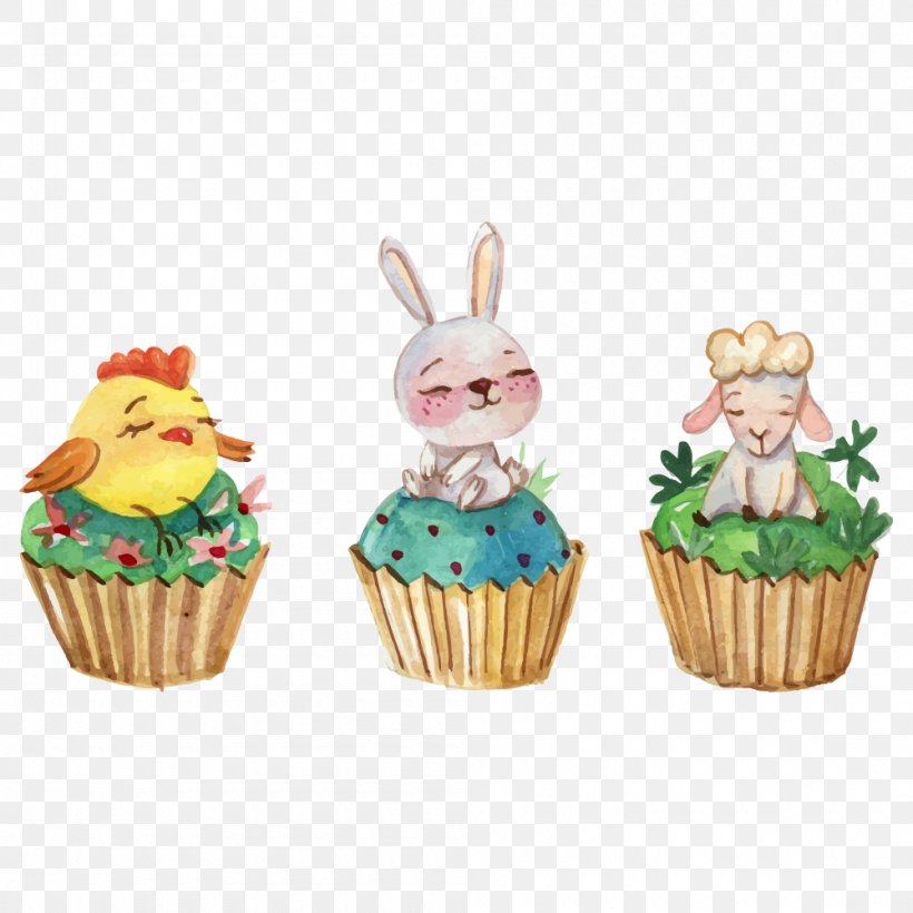 Easter Bunny Easter Cake Cupcake Watercolor Painting, PNG, 1000x1000px, Easter Bunny, Cake, Cake Decorating, Cupcake, Easter Download Free