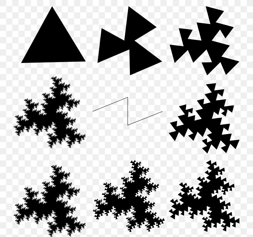 The Fractal Geometry Of Nature Koch Snowflake Sierpinski Triangle, PNG, 732x768px, Fractal Geometry Of Nature, Black, Black And White, Branch, Flora Download Free