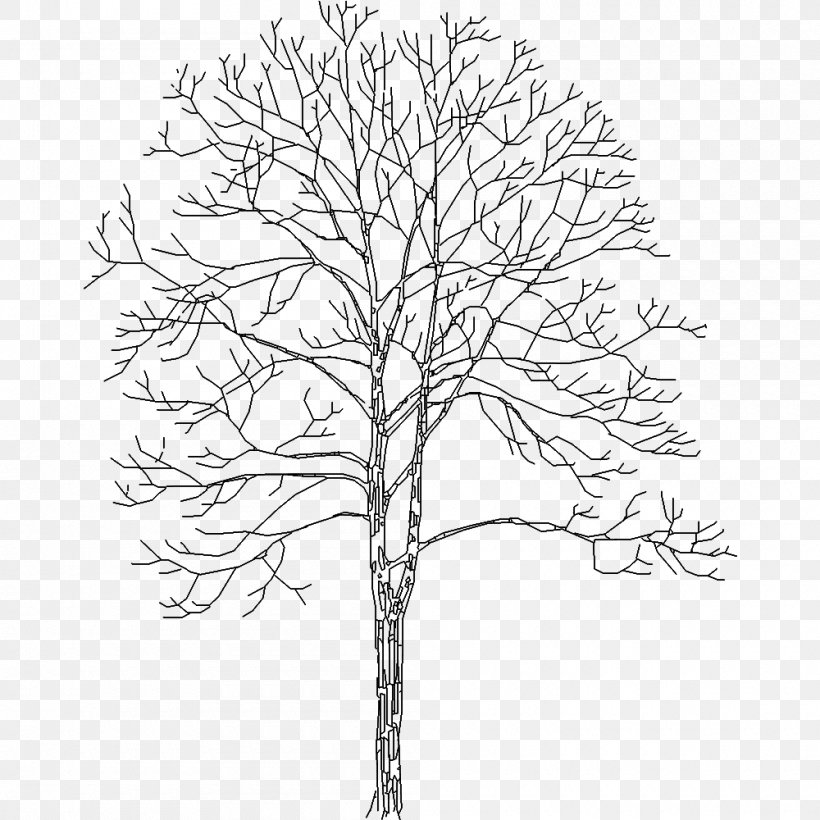 Tree .dwg Axonometric Projection Plant Computer-aided Design, PNG, 1000x1000px, Tree, Autocad, Axonometric Projection, Black And White, Branch Download Free