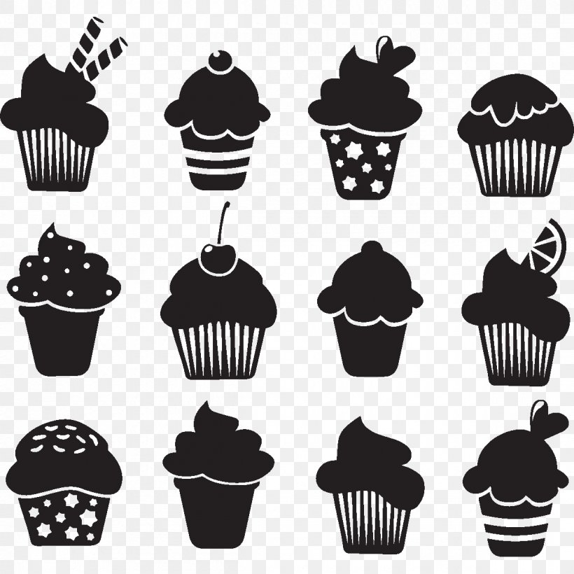 Cupcakes And Muffins Cupcakes And Muffins Silhouette, PNG, 1200x1200px, Cupcake, Black And White, Brand, Cake, Cupcakes And Muffins Download Free
