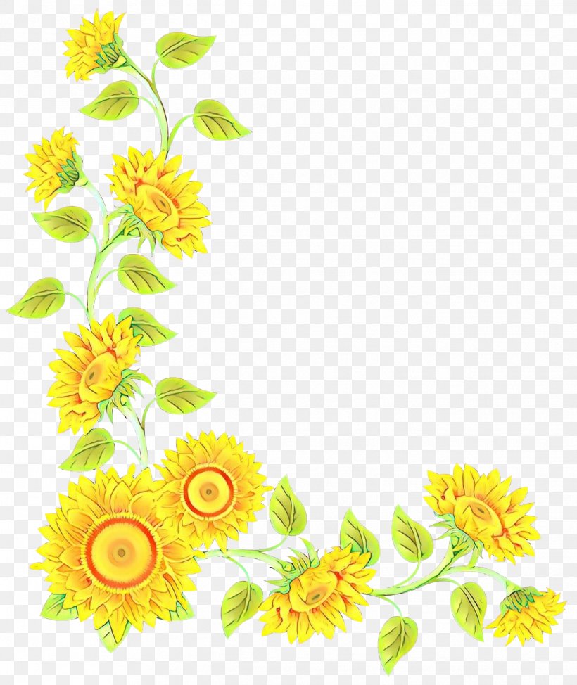 Sunflower Clip Art, PNG, 1346x1600px, Borders And Frames, Borders Clip Art, Chamomile, Common Sunflower, English Marigold Download Free