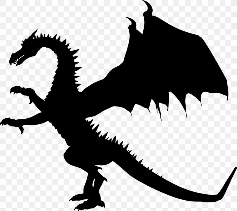 Chinese Dragon Silhouette Drawing, PNG, 960x856px, Dragon, Black And White, Chinese Dragon, Dinosaur, Drawing Download Free