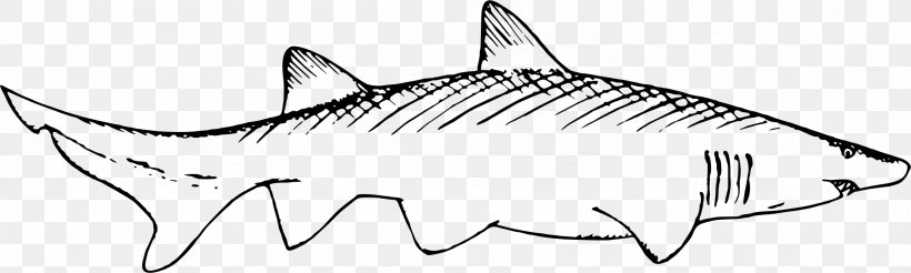Shark Remora Black And White Marine Mammal Clip Art, PNG, 2400x722px, Shark, Animal, Artwork, Black And White, Drawing Download Free