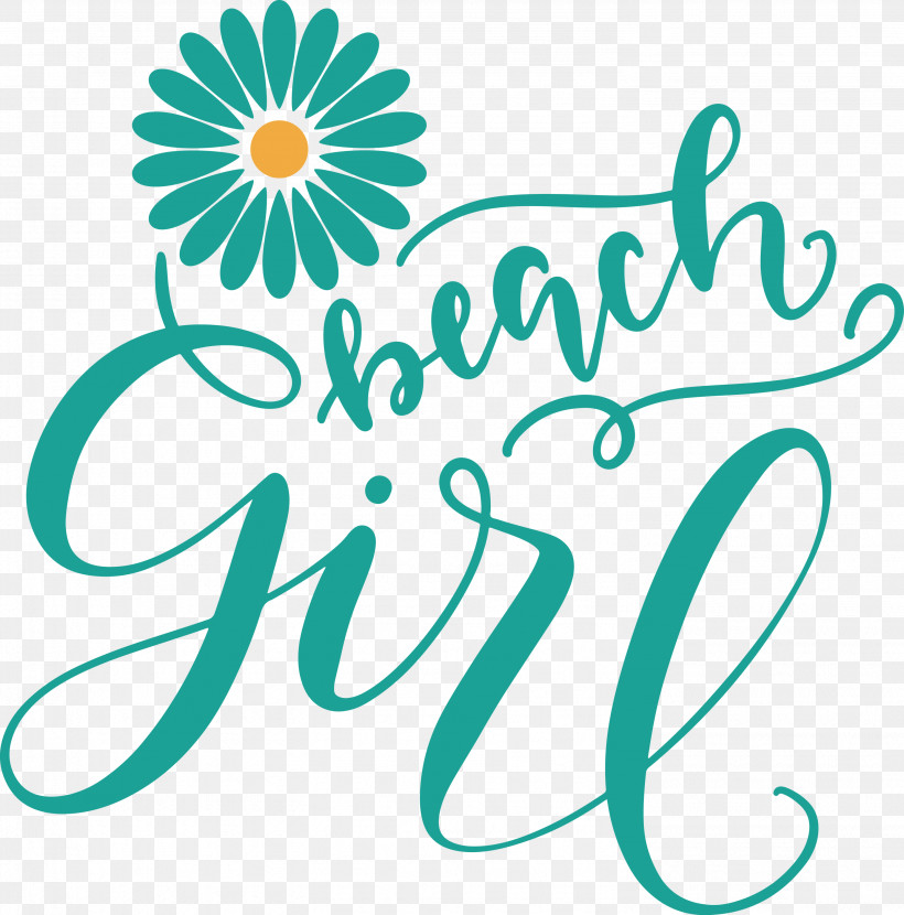 Beach Girl Summer, PNG, 2963x3000px, Beach Girl, Flower, Happiness, Line Art, Logo Download Free