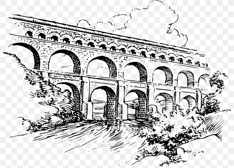 Pont Du Gard Ancient Rome Roman Aqueduct Drawing, PNG, 800x589px, Pont Du Gard, Ancient Roman Architecture, Ancient Rome, Aqueduct, Arch Download Free