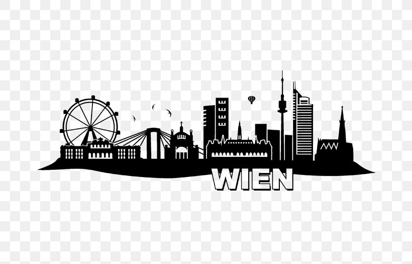 Vienna Wall Decal Germany Skyline Sticker, PNG, 700x525px, Vienna, Black And White, Brand, City, Decorative Arts Download Free