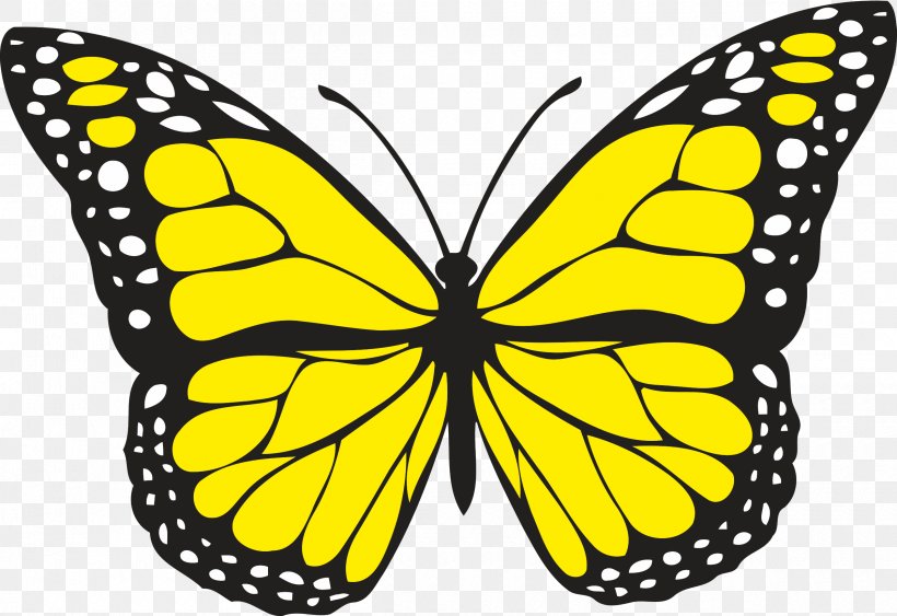 Butterfly Yellow Clip Art, PNG, 2400x1650px, Butterfly, Arthropod, Black And White, Blue, Brush Footed Butterfly Download Free