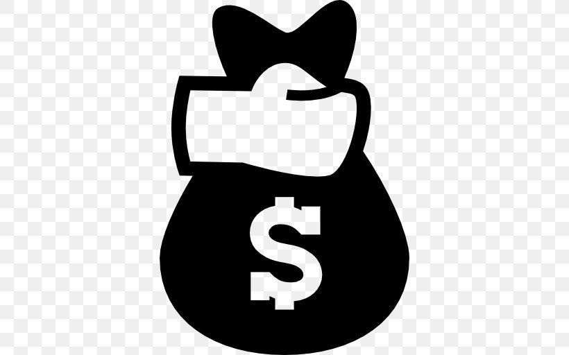 Money Bag Bank Dollar Sign, PNG, 512x512px, Money Bag, Area, Bag, Bank, Black And White Download Free