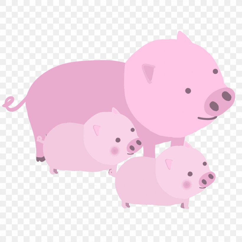 Pig Pink M Snout Animated Cartoon, PNG, 1000x1000px, Pig, Animated Cartoon, Livestock, Mammal, Pig Like Mammal Download Free