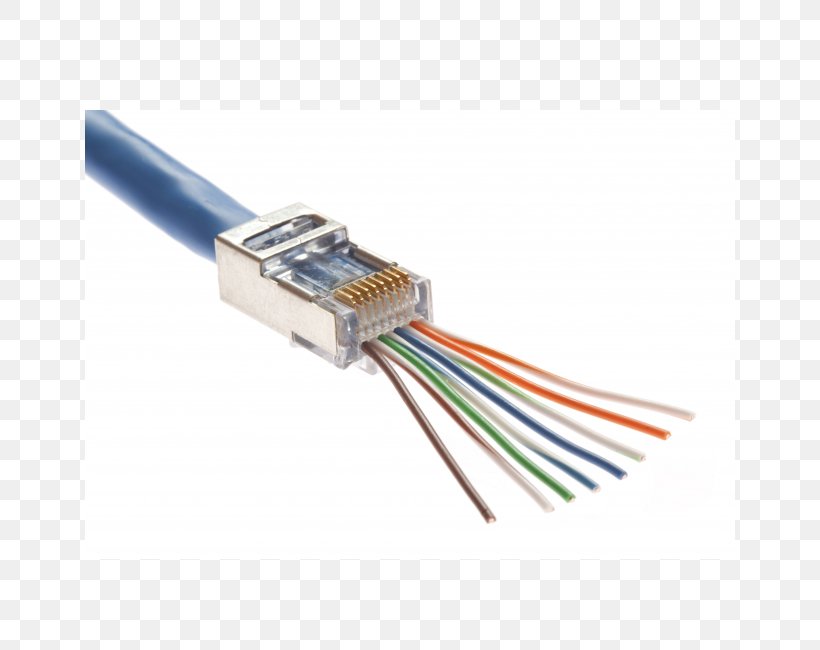 Category 5 Cable Category 6 Cable RJ-45 Modular Connector Twisted Pair, PNG, 650x650px, Category 5 Cable, Cable, Category 6 Cable, Crimp, Electrical Cable Download Free