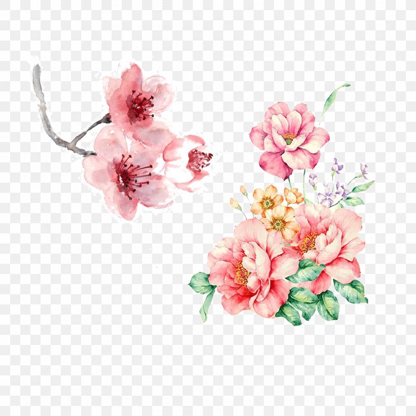 Floral Design Flower Watercolor Painting Clip Art, PNG, 1100x1100px, Floral Design, Blossom, Branch, Cherry Blossom, Cut Flowers Download Free