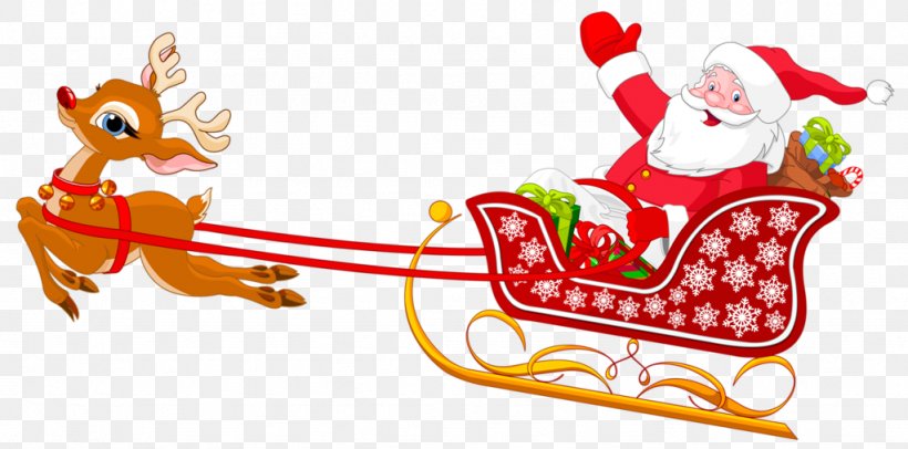 Santa Claus's Reindeer Sled Clip Art, PNG, 1024x508px, Santa Claus, Art,  Cartoon, Christmas, Christmas Decoration Download