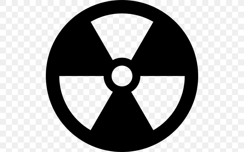 Hazard Symbol Nuclear Power Nuclear Weapon Radioactive Decay, PNG, 512x512px, Hazard Symbol, Area, Black, Black And White, Brand Download Free