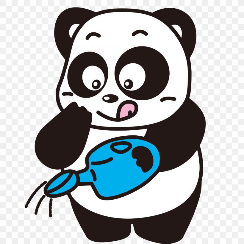 Giant Panda Bear, PNG, 1000x1000px, Watercolor, Cartoon, Flower, Frame, Heart Download Free