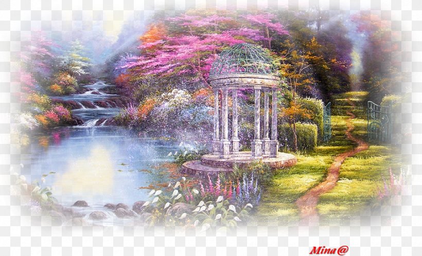 The Garden Of Prayer Painting Thomas Kinkade Painter Of Light Address Book Desktop Wallpaper, PNG, 900x547px, Garden Of Prayer, Art, Cottage, Enchanted, Flora Download Free