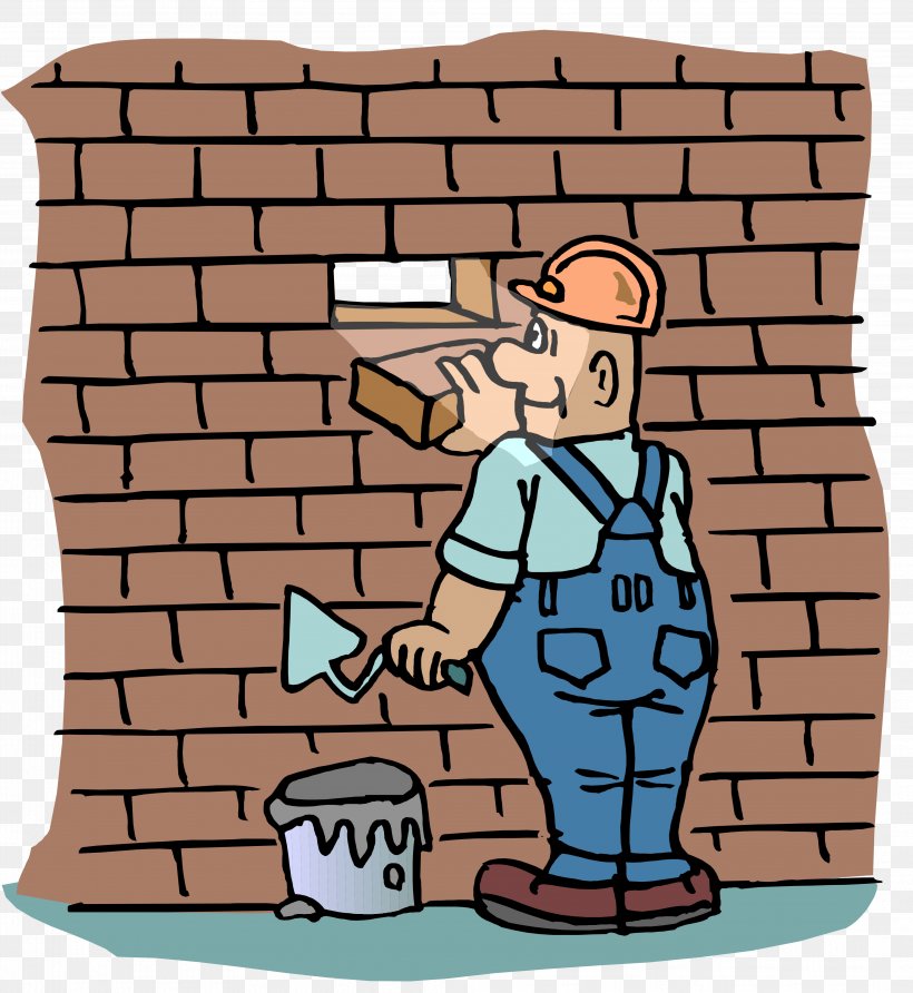 Bricklayer Wall Tile Masonry, PNG, 3934x4284px, Bricklayer, Brick, Brickwork, Cartoon, Construction Worker Download Free