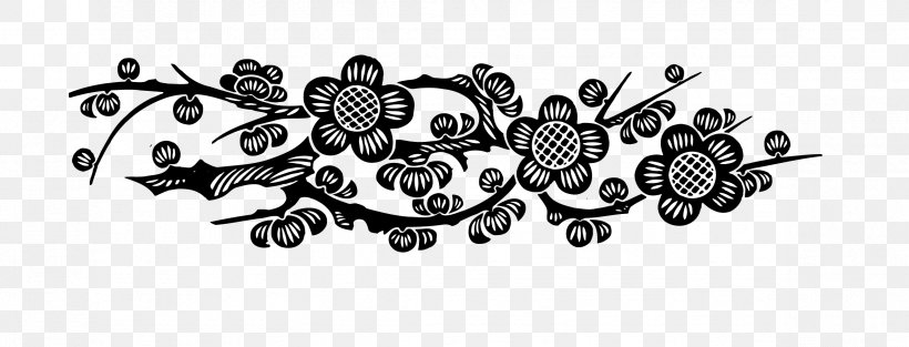 Plum Blossom Ink Wash Painting, PNG, 2369x905px, Plum Blossom, Art, Black, Black And White, Comparazione Di File Grafici Download Free