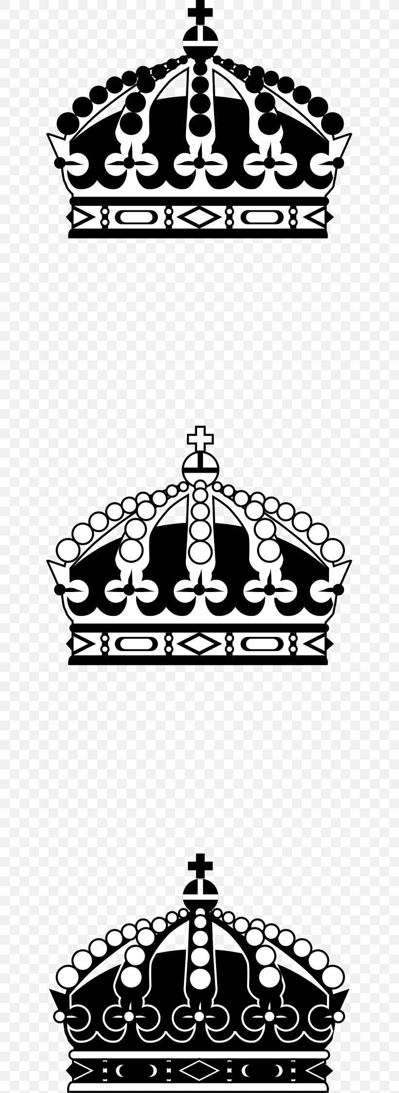Black And White Crown Clip Art, PNG, 629x2245px, Black And White, Area, Black, Crown, Monochrome Download Free