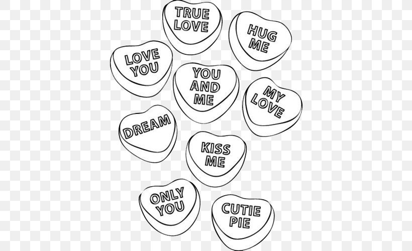 Coloring Book Heart Valentine's Day Love, PNG, 500x500px, Coloring Book, Area, Black And White, Candy, Child Download Free