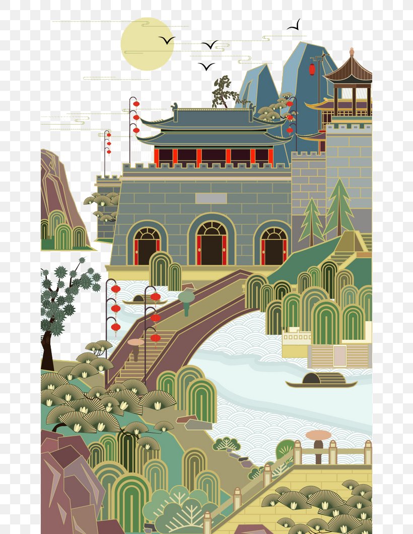 Guyu Poster Illustration, PNG, 658x1059px, Guyu, Arch, Architecture, Art, Creative Work Download Free