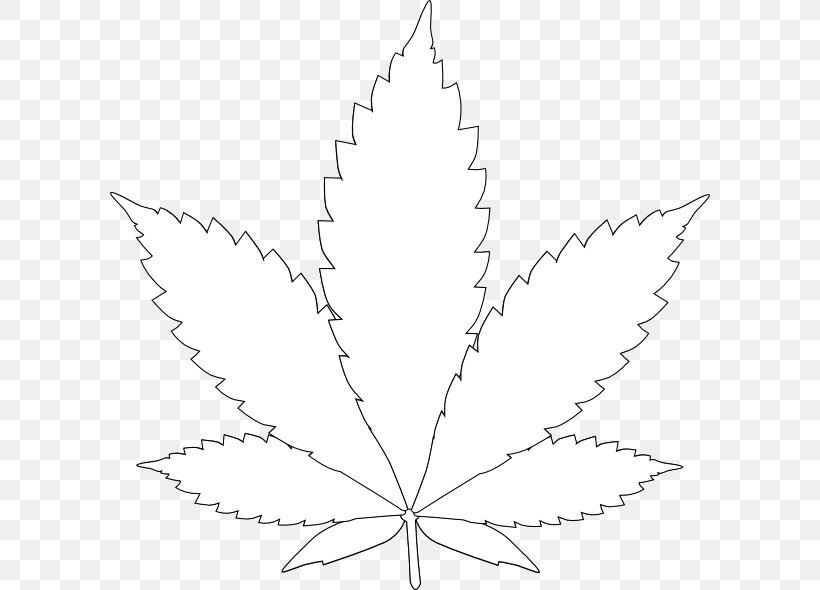 Leaf Cannabis Clip Art, PNG, 600x590px, Leaf, Area, Black And White, Breathability, Bulb Download Free