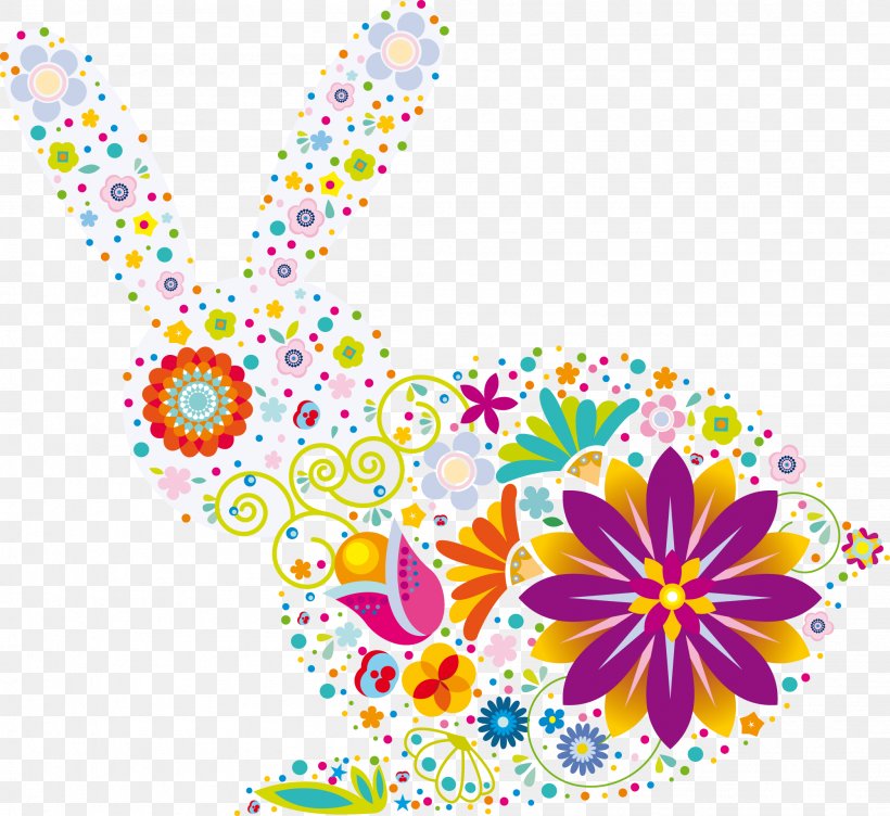 Rabbit Hare Graphic Design, PNG, 2098x1925px, Rabbit, Cut Flowers, Floral Design, Flower, Hare Download Free