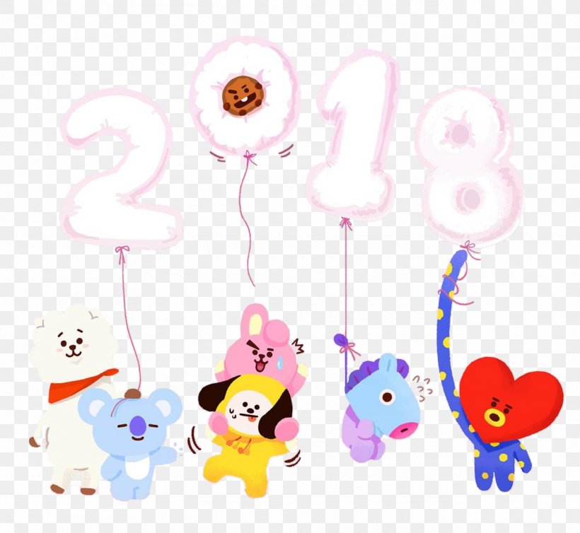 BTS Line Friends New Year 0, PNG, 1280x1178px, 2018, Bts, Anon, Baby Toys, Balloon Download Free